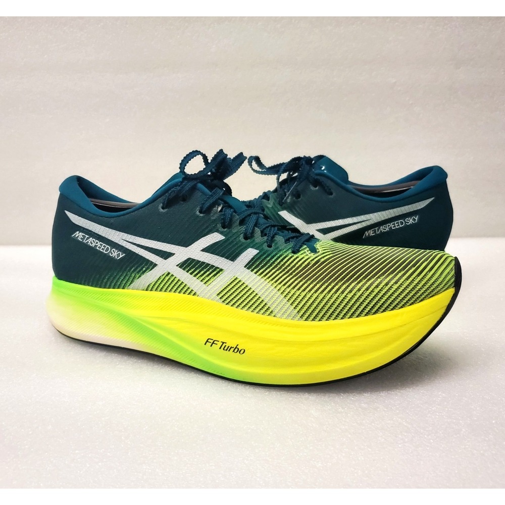 Asics Men's Shoes 2022 Metaspeed Sky  Velvet Pine Green Safety Yellow US 11